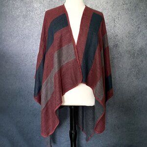 Cozy Reversible Acrylic Blend Blanket Poncho, One Size, EUC